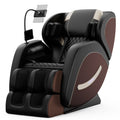 Full Body Massage Chair Recliner with Zero Gravity, Leather Massage Chair with Air Pressure, 8 Massage Fix Rollers, Heating, Airbag, Bluetooth, Retractable Footrest for Relaxion, Brown+Black