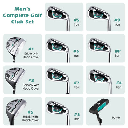 Ultimate Men'S Golf Complete Set with Rain Hood, 13 Pieces, Green