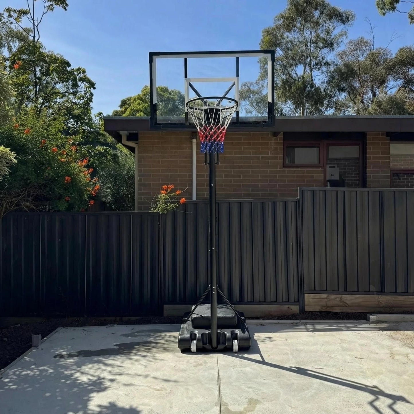 44" Portable Basketball Hoop with Shatter-Proof Polycarbonate Backboard, 5.25-10Ft Height Adjustable Basketball Goal, Indoor/Outdoor Use