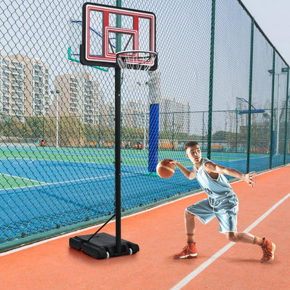 4.76 Ft. to 10 Ft. Black Metal Portable Basketball Hoop Height Adjustment with LED Lights