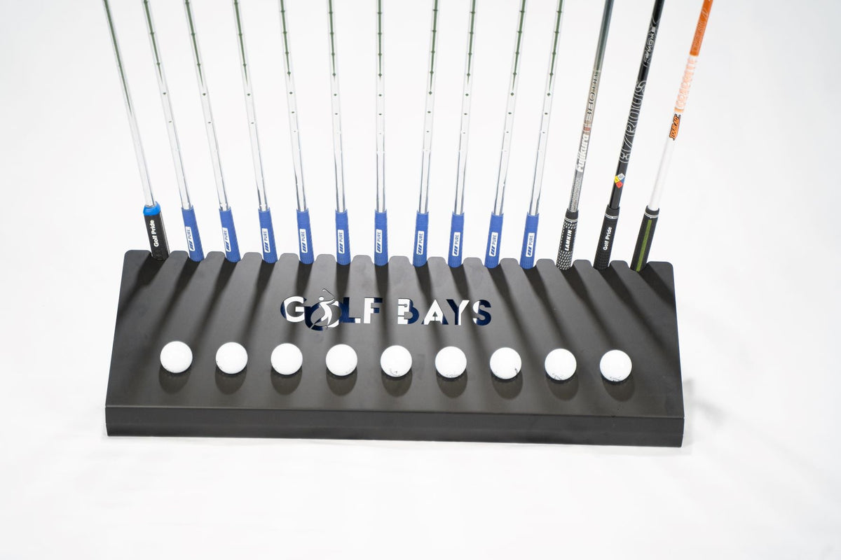 GolfBays Club Display Rack – Holds 14 Clubs & 9 Golf Balls