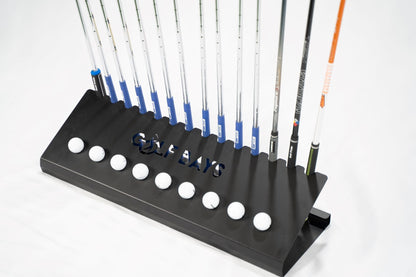 GolfBays Club Display Rack – Holds 14 Clubs & 9 Golf Balls