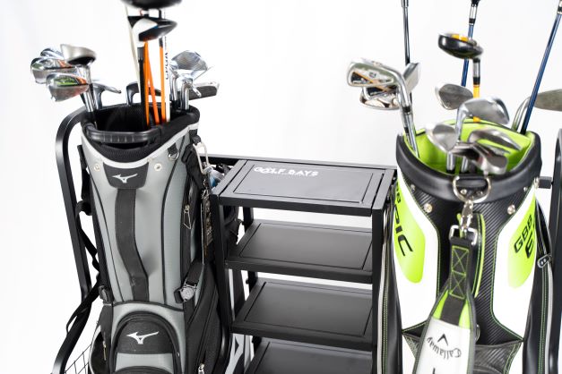 GolfBays Dual Golf Bag Display & Storage Organizer