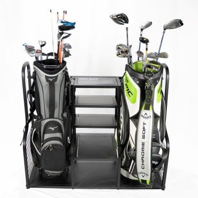 GolfBays Dual Golf Bag Display & Storage Organizer