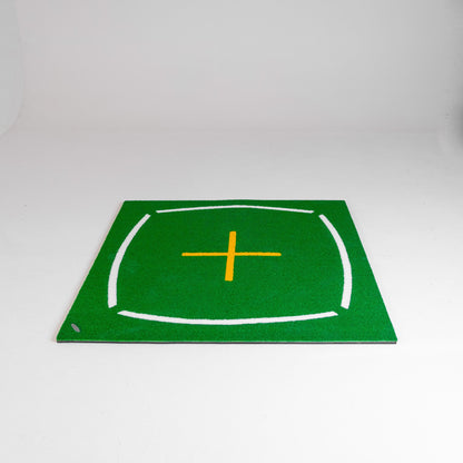 GolfBays Academy Golf Hitting Mat – 4'11" × 4'11" with Alignment Guides
