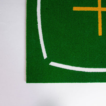 GolfBays Academy Golf Hitting Mat – 4'11" × 4'11" with Alignment Guides