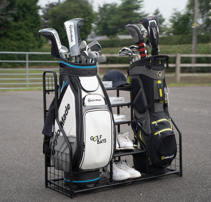 GolfBays Dual Golf Bag Display & Storage Organizer