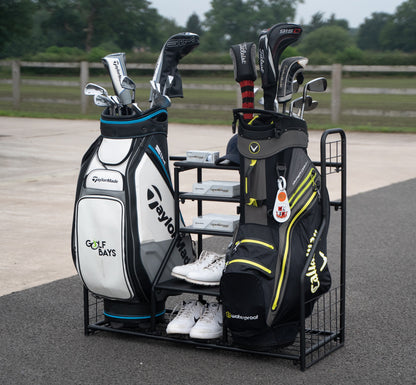 GolfBays Dual Golf Bag Display & Storage Organizer