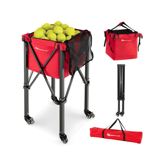 Foldable Tennis Ball Cart with Removable Bag and Wheels