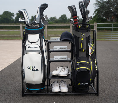 GolfBays Dual Golf Bag Display & Storage Organizer