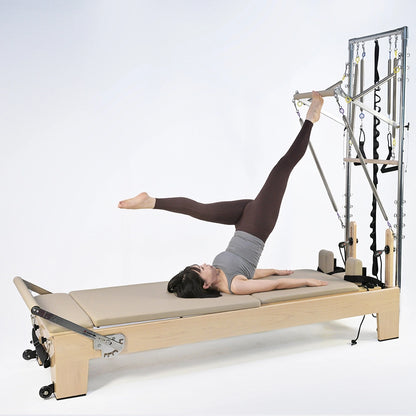 Classical Maple Pilates Reformer with Tower attachment view