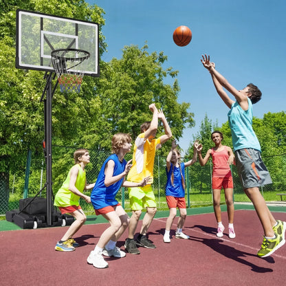 44" Portable Basketball Hoop with Shatter-Proof Polycarbonate Backboard, 5.25-10Ft Height Adjustable Basketball Goal, Indoor/Outdoor Use