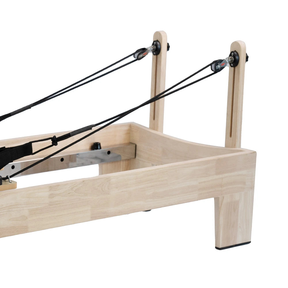 Upgraded Classical Oak Pilates Reformer carriage view