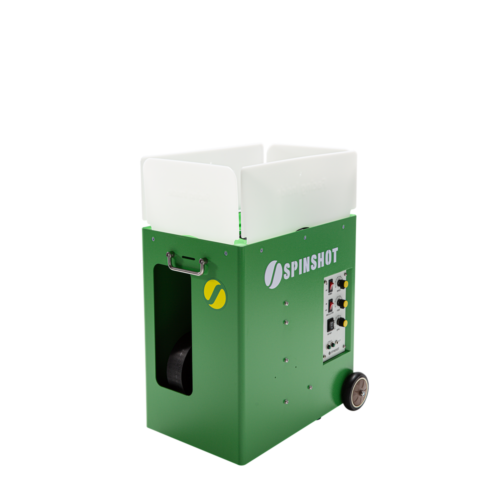 Spinshot Pro tennis ball machine angle view