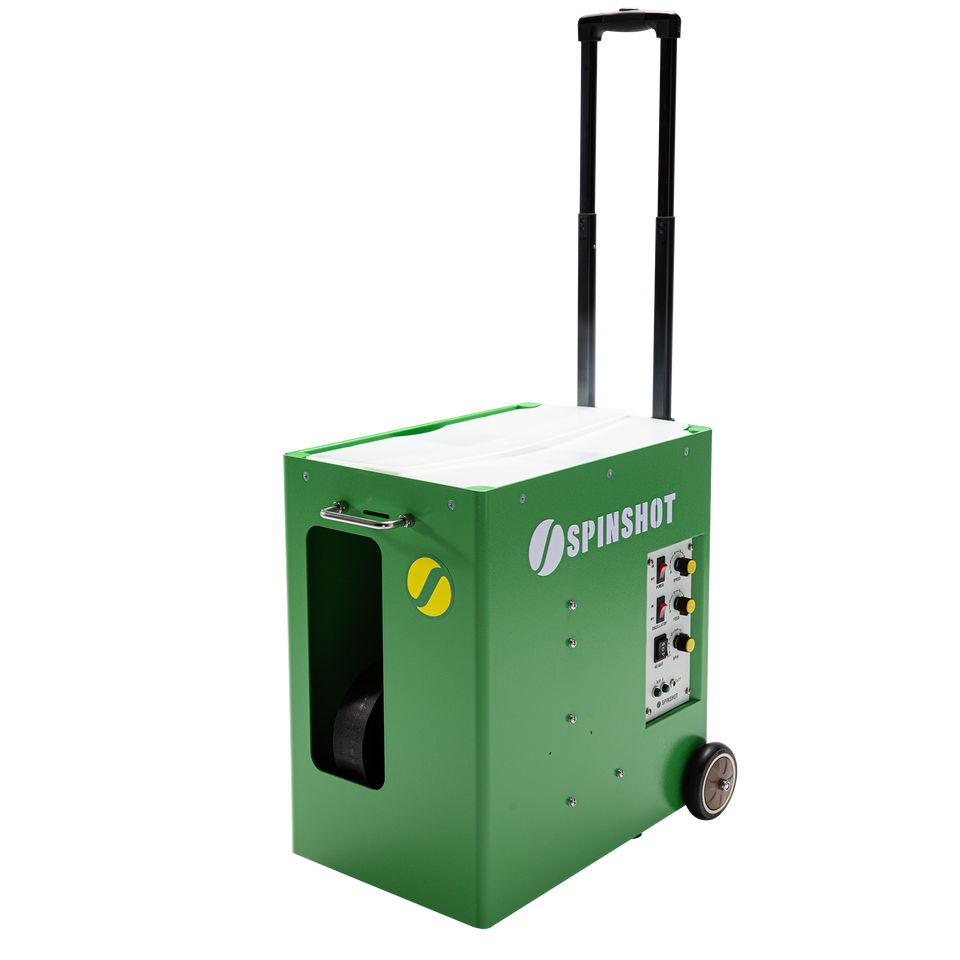 Spinshot Pro tennis ball machine side view